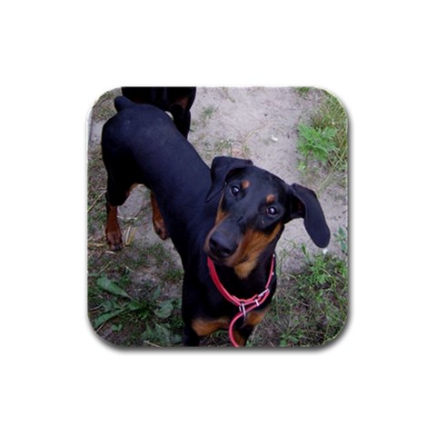 Doberman Pinscher Dog Rubber Square Coaster (4 pack) from Custom Dropshipper Front
