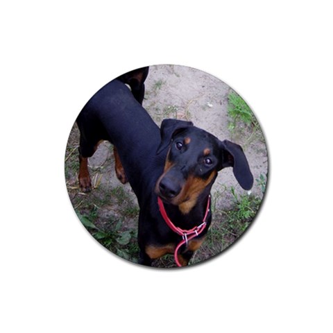 Doberman Pinscher Dog Rubber Round Coaster (4 pack) from Custom Dropshipper Front