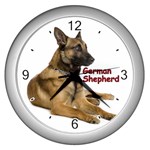 German Shepherd Dog Wall Clock (Silver)